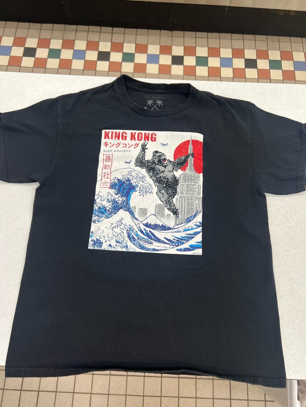 riot society Black King Kong Graphic Tee with Red & Blue Accents